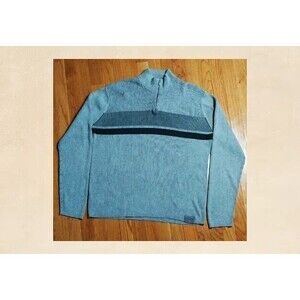 Calvin Klein Mens Size XL Ribbed Quarter Zip Sweater Gray Classic 100% Cotton